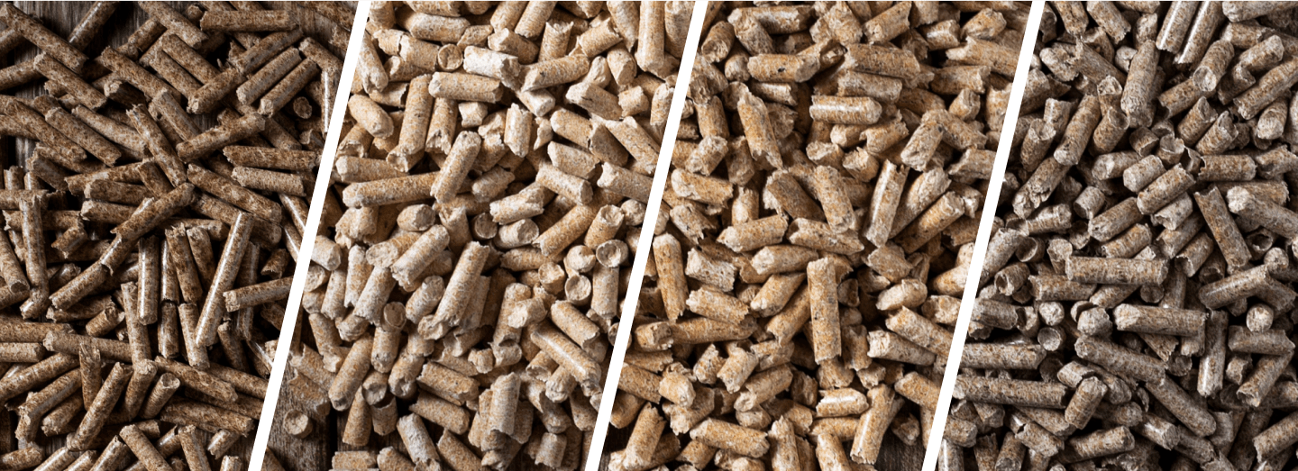 Pellets und ihre Qualität nebeneinander
