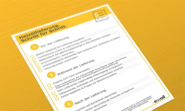 Checkliste zur Heizöllieferung